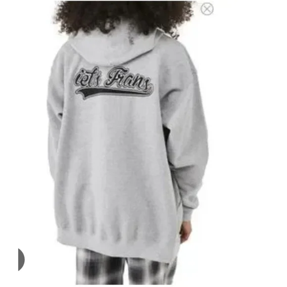 Iets Frans...Script Unisex Gray Full-Zip Hoodie Sweatshirt M EUC - Picture 2 of 14